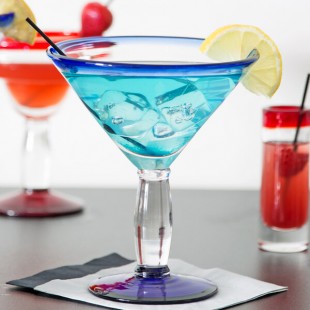 Libbey 92306 Aruba 15 oz. Customizable Martini Glass with Cobalt Blue Rim and Base - 12/Case