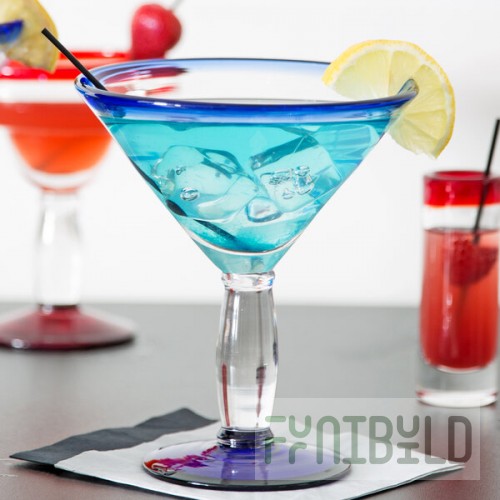 Libbey 92306 Aruba 15 oz. Customizable Martini Glass with Cobalt Blue Rim and Base - 12/Case