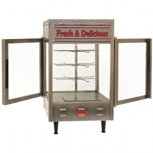 Benchmark USA 51012 Humidified Rotating Pizza / Pretzel Display Warmer with Pretzel Rack and 12