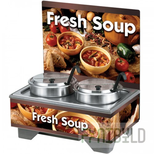 Vollrath 720202103 Country Kitchen Soup Merchandiser Base with Menu Board and 7 Qt. Accessory Pack - 120V, 1000W