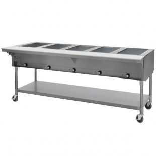 Eagle Group PDHT5-240-3 Five Pan Open Well Portable Electric Hot Food Table with Galvanized Open Base - 240V, 3 Phase Eagle Group PDHT5-240-3 Five Pan Open Well Portable Electric Hot Food Table with Galvanized Open Base - 240V, 3 Phase
