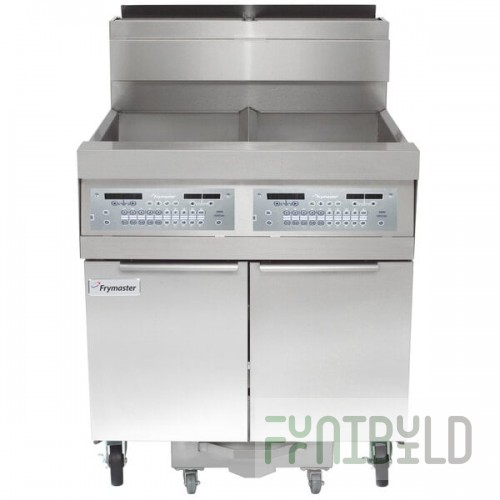 Frymaster SCFHD250G 100 lb. 2 Unit Natural Gas Floor Fryer System with Thermatron Controls and Filtration System - 200,000 BTU