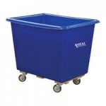 Royal Basket Trucks 10 Cu. Ft. Blue Poly Truck with Steel Base and 2 Rigid / 2 Swivel Casters R08-BLX-PGC-4UNN