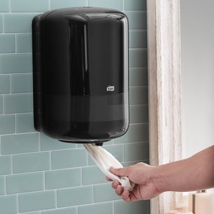 Tork Elevation 559028A Black Wall-Mount Center Pull Hands-Free Paper Towel Dispenser M2