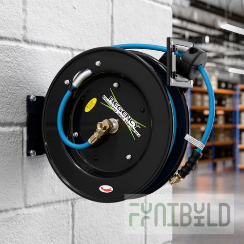 Regency Open Powder-Coated Steel Air / Water Hose Reel with 30' x 1/4