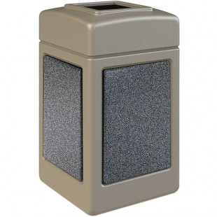 Commercial Zone 720317K StoneTec 42 Gallon Square Beige Open Top Decorative Trash Can with Pepperstone Panels