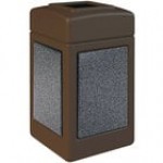 Commercial Zone 720317K StoneTec 42 Gallon Square Beige Open Top Decorative Trash Can with Pepperstone Panels