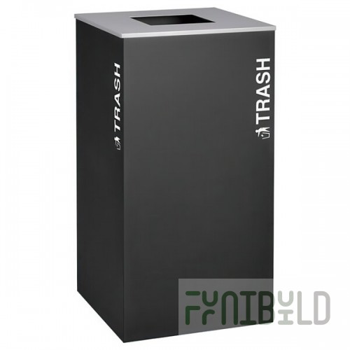 Ex-Cell Kaiser RC-KD36-T BLX Kaleidoscope XL Series Black Texture 36 Gallon Customizable Square Trash Receptacle