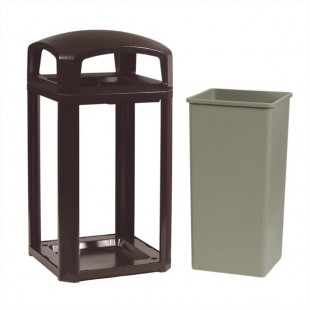Rubbermaid® FG397500SBLE Landmark Series Classic Container Sable Square Polycarbonate Dome Top Frame with FG395900 Rigid Plastic Liner 50 Gallon Rubbermaid® FG397500SBLE Landmark Series Classic Container Sable Square Polycarbonate Dome Top Frame with FG395900 Rigid Plastic Liner 50 Gallon