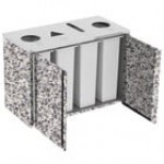 Lakeside 3418RD Stainless Steel Rectangular Refuse (2) / Recycle / Paper Station with Top Access and Red Laminate Finish - 48 1/2