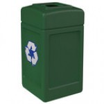 Commercial Zone 746353 Polytec 42 Gallon Forest Green Square Recycling Bin with Mixed Recycling Slot Commercial Zone 746353 Polytec 42 Gallon Forest Green Square Recycling Bin with Mixed Recycling Slot