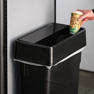 Carlisle 34202403 Trimline Black Slim Rectangular Trash Can Swing Top Lid Carlisle 34202403 Trimline Black Slim Rectangular Trash Can Swing Top Lid