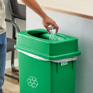 Lavex Green Slim Rectangular Trash Can Drop Shot Lid Lavex Green Slim Rectangular Trash Can Drop Shot Lid