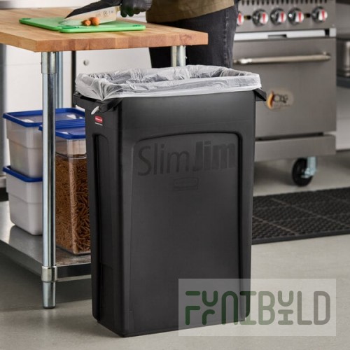 Rubbermaid® FG354060BLA 92 Qt. / 23 Gallon Slim Jim Black Rectangular Trash Can