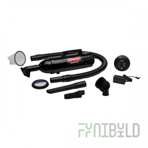 MetroVac CHV-B6 Black Steel 3-Speed Cordless Handheld Canister Vacuum Cleaner with 2 Batteries, Charger, and Deluxe Tool Kit - 250W
