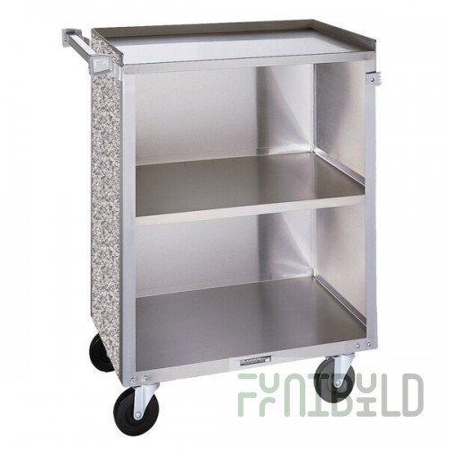 Lakeside 810GS 3 Shelf Medium Duty Stainless Steel Utility Cart with Enclosed Base and Gray Sand Finish - 16 7/8