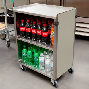 Lakeside 610BS 3 Shelf Standard Duty Stainless Steel Utility Cart with Enclosed Base and Beige Suede Finish - 16 1/2