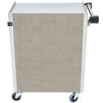 Lakeside 610BS 3 Shelf Standard Duty Stainless Steel Utility Cart with Enclosed Base and Beige Suede Finish - 16 1/2 Lakeside 610BS 3 Shelf Standard Duty Stainless Steel Utility Cart with Enclosed Base and Beige Suede Finish - 16 1/2