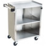 Lakeside 610BS 3 Shelf Standard Duty Stainless Steel Utility Cart with Enclosed Base and Beige Suede Finish - 16 1/2 Lakeside 610BS 3 Shelf Standard Duty Stainless Steel Utility Cart with Enclosed Base and Beige Suede Finish - 16 1/2