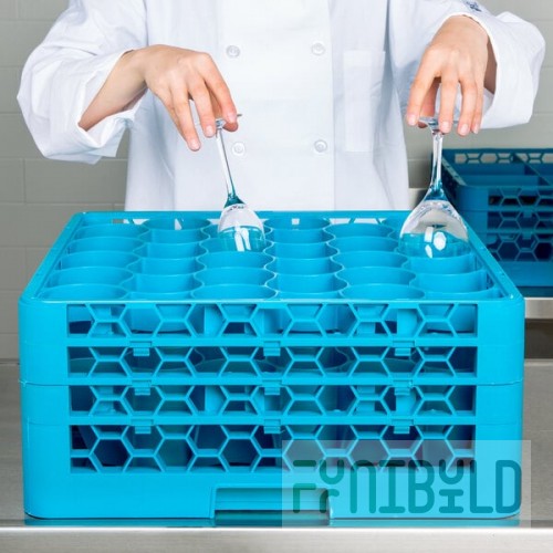 Carlisle RW30-214 OptiClean NeWave 30 Compartment Glass Rack with 3 Extenders