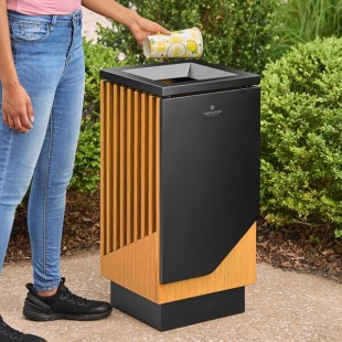 Lancaster Table & Seating 13 Gallon Steel / Wood Composite Square Decorative Outdoor Trash Can Lancaster Table & Seating 13 Gallon Steel / Wood Composite Square Decorative Outdoor Trash Can