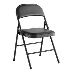Lancaster Table & Seating Black Vinyl Folding Chair with Padded Seat Lancaster Table & Seating Black Vinyl Folding Chair with Padded Seat