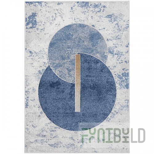 Abani Atlas Collection 4' x 6' Blue / Gray Contemporary Intertwined Circles Area Rug