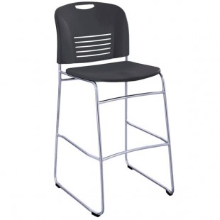 Safco 4295BL Vy Series Black Plastic Stackable Bistro Chair with Sled Base Safco 4295BL Vy Series Black Plastic Stackable Bistro Chair with Sled Base