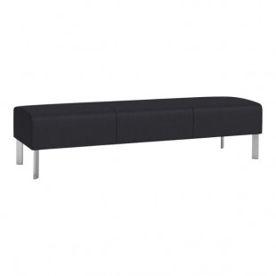 Lesro Luxe Lounge Series Patriot Plus Black Vinyl 3-Seat Bench with Steel Legs Lesro Luxe Lounge Series Patriot Plus Black Vinyl 3-Seat Bench with Steel Legs