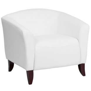Flash Furniture 111-1-WH-GG Hercules Imperial White Leather Chair with Wooden Feet Flash Furniture 111-1-WH-GG Hercules Imperial White Leather Chair with Wooden Feet