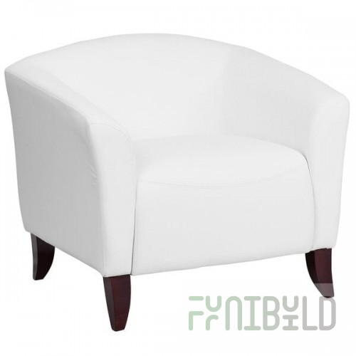 Flash Furniture 111-1-WH-GG Hercules Imperial White Leather Chair with Wooden Feet
