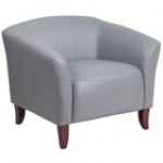 Flash Furniture 111-1-WH-GG Hercules Imperial White Leather Chair with Wooden Feet
