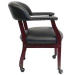 Boss B9545-BK Black Vinyl Captain's Chair with Casters