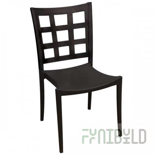 Grosfillex US646017 / US647017 Plazza Black Sidechair with Window Back