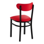 Lancaster Table & Seating Boomerang Black Finish Chair with Red Vinyl Seat and Back