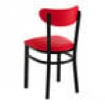 Lancaster Table & Seating Boomerang Black Finish Chair with Red Vinyl Seat and Back
