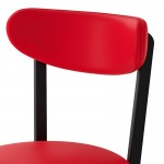 Lancaster Table & Seating Boomerang Black Finish Chair with Red Vinyl Seat and Back