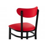 Lancaster Table & Seating Boomerang Black Finish Chair with Red Vinyl Seat and Back