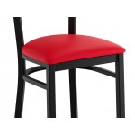 Lancaster Table & Seating Boomerang Black Finish Chair with Red Vinyl Seat and Back