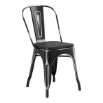 Lancaster Table & Seating Alloy Distressed Onyx Black Indoor Cafe Chair with Black Wood Seat Lancaster Table & Seating Alloy Distressed Onyx Black Indoor Cafe Chair with Black Wood Seat