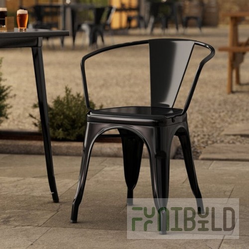 Lancaster Table & Seating Alloy Onyx Black Outdoor Arm Chair