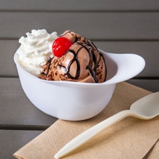 8 oz. White Mini Baseball Helmet Ice Cream / Snack Bowl - 300/Case