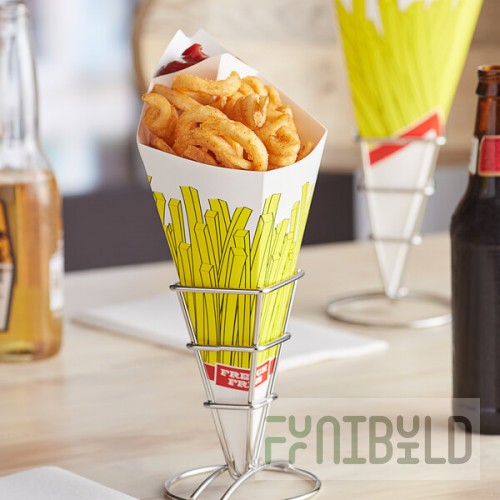 Carnival King 15 oz. Square French Fries Cardboard Fry Cone - 500/Case