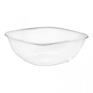 Fineline 15320V2L-CL Super Bowl Plus 320 oz. Clear Square PET Plastic Bowl - 25/Case