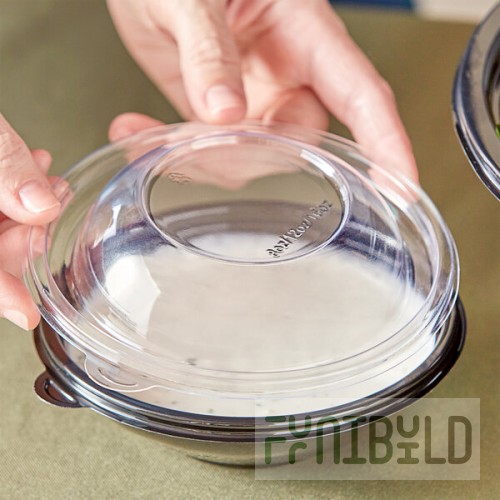 Visions Clear PET Plastic Dome Lid for 8, 12, and 16 oz. Round Bowls - 50/Pack