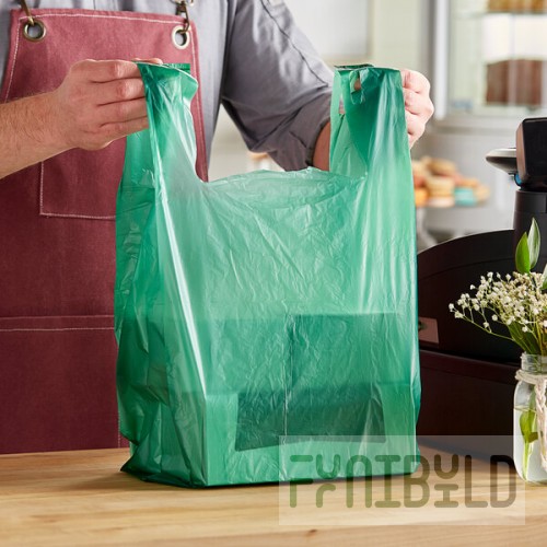 Choice Customizable 1/6 Standard Size Green Unprinted Standard-Duty Plastic T-Shirt Bag - 1,000/Case