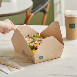 New Roots Kraft PLA-Lined Compostable #2 Take-Out Container 7 3/4