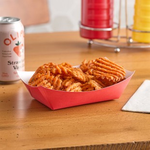 #300 3 lb. Solid Red Paper Food Tray - 250/Pack