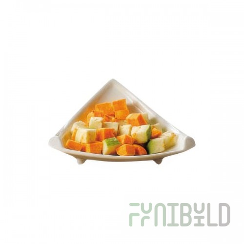 CAC TB-H6 6 oz. Super White Triangle Horn Edge Dish - 36/Case