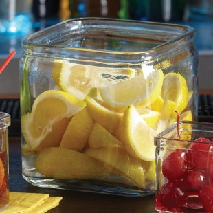 American Metalcraft 1.25 Qt. Square Glass Condiment Jar - 12/Case